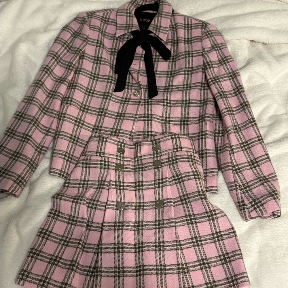 MAJE Pink Women's Jacket and skirt set with Bow - Picture 6 of 7